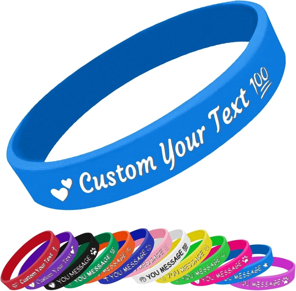 100PCS Custom Silicone Wristband Printed W/ Company / School / Slogan / Logo - Image 2 of 4