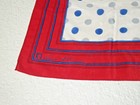 Vintage Anne Klein Scarf Red Blue White Stripes Polka Dot 30.5" Square Lion Logo — photo 3
