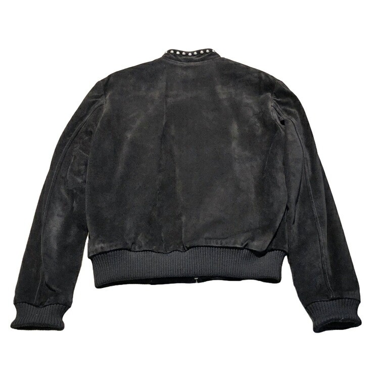 Giacca blusa Saint Laurent 18AW in pelle scamosciata con borchie taglia 44