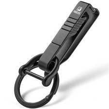 Titanium Key Belt Clip Carabiner Keychain Holder with D-Shaped Ring for Men - Bl