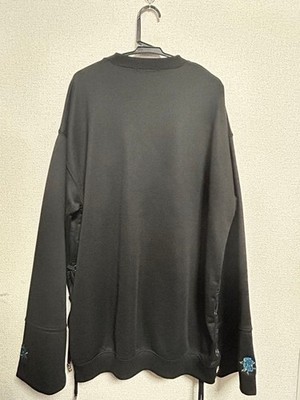 Ado x HARE Collab Side Lace-up Rose Embroidered Sweatshirts Black