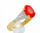 GENUINE 2.90 Cts PADPARADSCHA SAPPHIRE & DIAMOND RING 10K GOLD -Free Certificate — photo 4