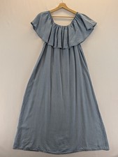 Title: Women's New Lagenlook Blue Tencel Bardot Maxi Dress Size 18