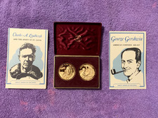 Wittnauer 24K on Bronze 2 Medallion Set -  Charles Lindbergh and George Gershwin