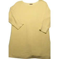 Talbots Cream Ribbed Knit Sweater Boatneck Long Sleeve Tunic Large Classic Comfy