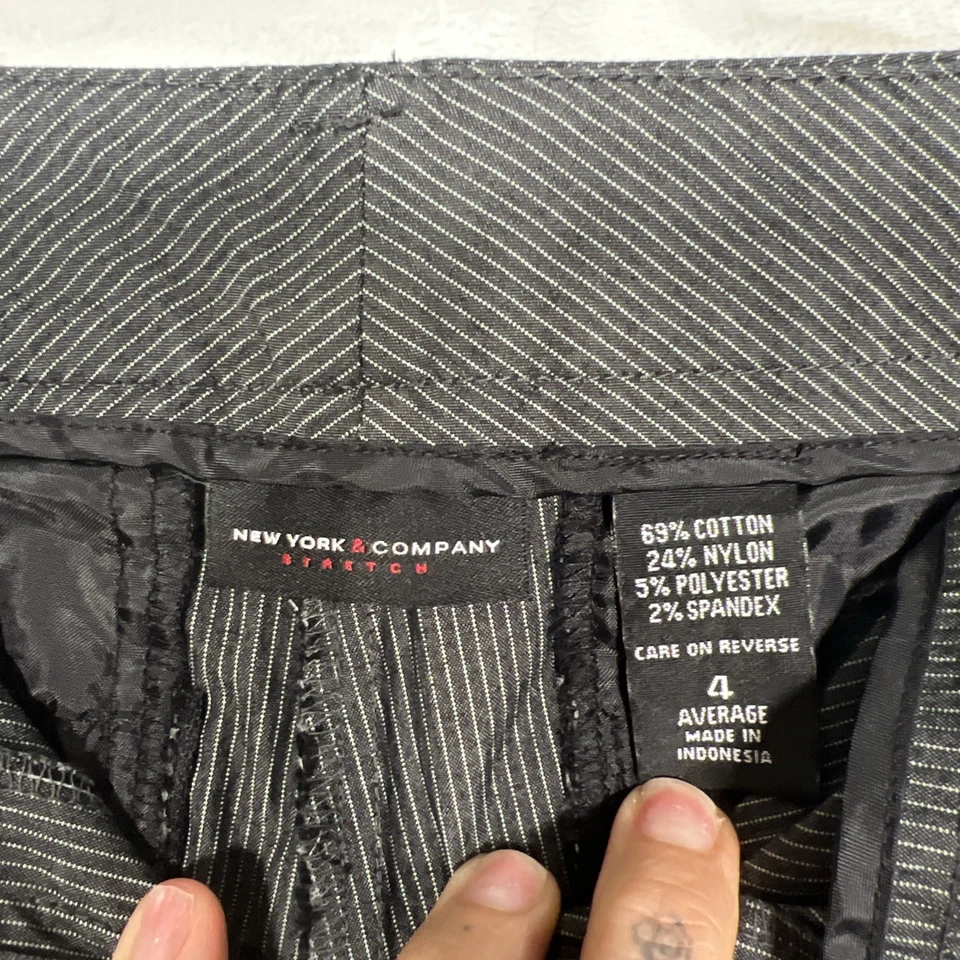 Women's Dress Career Pants New York & Co. Grey White Pinstripe 4 Avg Stretch - Image 3 of 4
