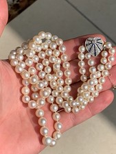 18ct gold diamond sapphire cultured pearl necklace art deco 1920s 69.3 grams