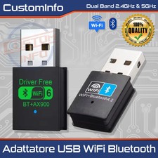 Adattatore Wifi6 AX900 USB + Bluetooth 5.4 Dual Band per PC Win10/11