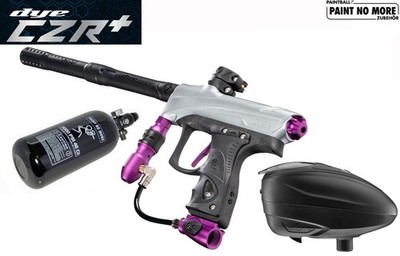 DYE RIZE CZR+ Paintball Markierer Set Grey Purple Cal 68 inkl 0,8l Tank und LT-R