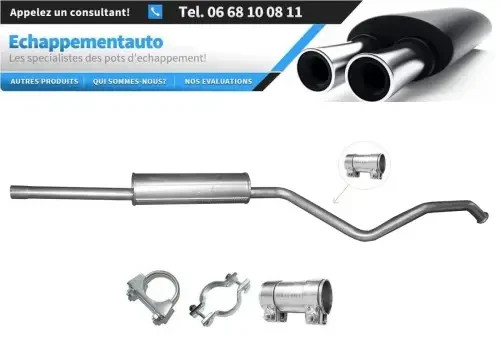 Échappement avec silencieux central pour Renault Laguna III 2.0 berline de 2007 à 2015