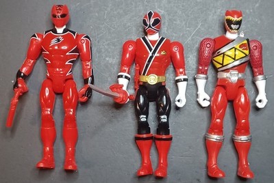 Mighty Morphin Power Rangers Red Rangers Super Megaforce, Dino Charge Lot of 3