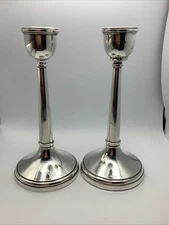 Hallmarked Silver Candlesticks 18cm 7 Inch Tall Pair Assayed Birmingham 1920
