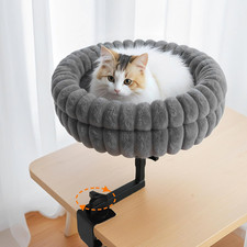 Stylish 360  Rotating Cat Desk Bed with Soft Mat for Workstations and Gaming