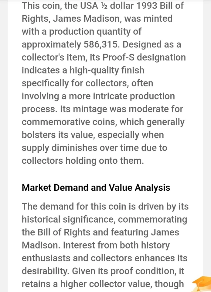 1993-S PROOF James Madison Bill of Rights Comm Half Dollar, 90% Silver PCGS/DCAM - Image 4 of 4