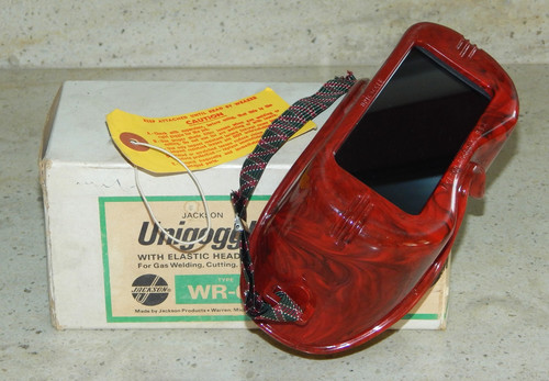 Vintage Jackson WR-60 Unigoggle Welding Goggles Red Marbled Plastic Bakelite Box