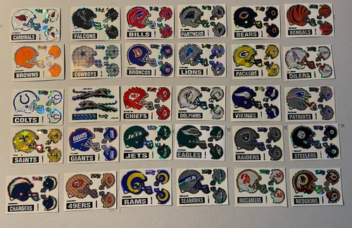 Nfl Hat Sticker Vintage NFL Team Helmet Reflective Logo Sticker Card Set (30) 1993 ...