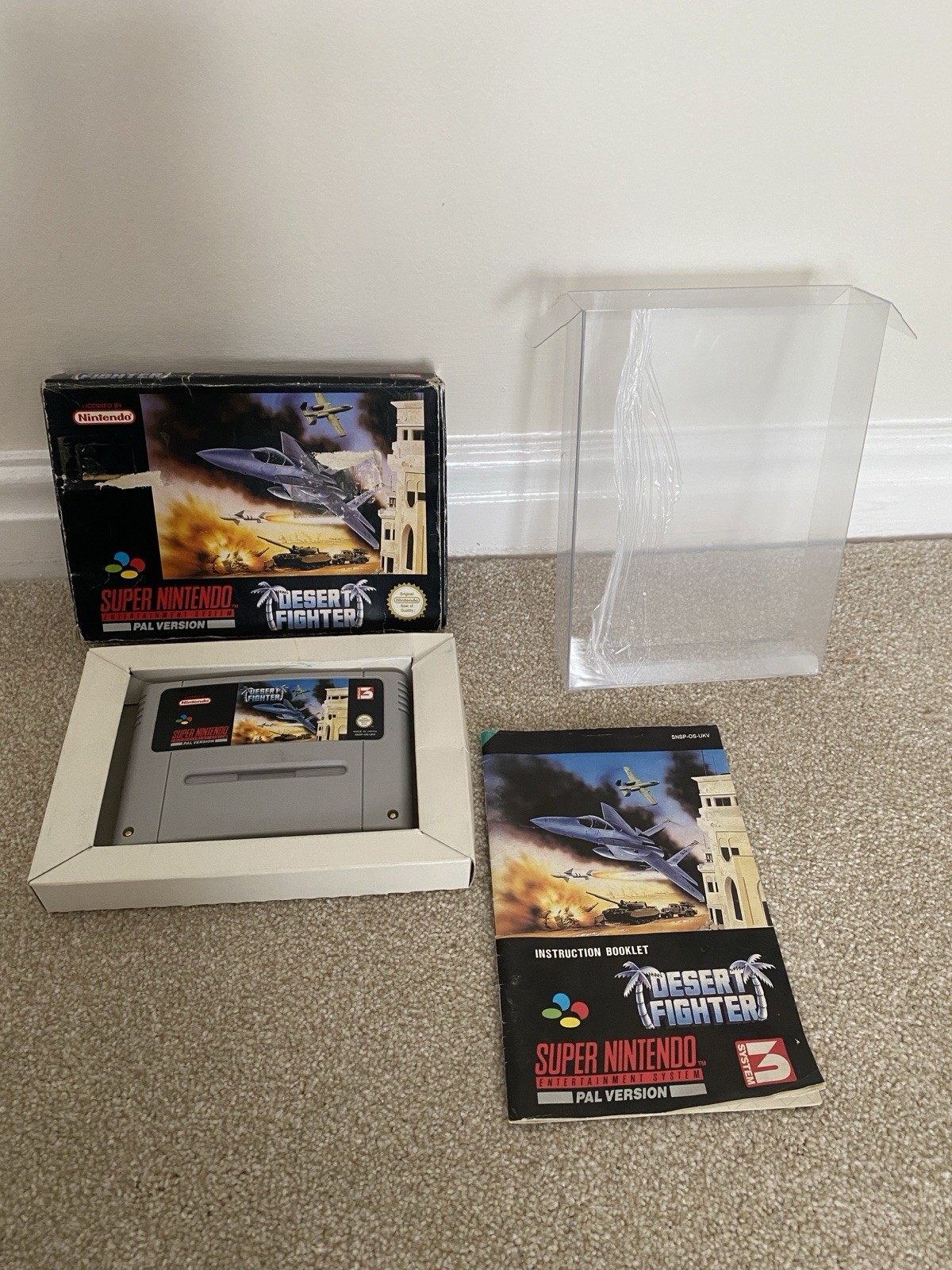 Desert Fighter Snes Super Nintendo CIB Boxed & Protector Case