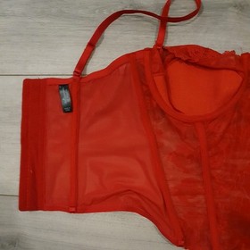 Vintage Ann Summers Red Lace Entice Boned Multi Way Corset Top Size 34C