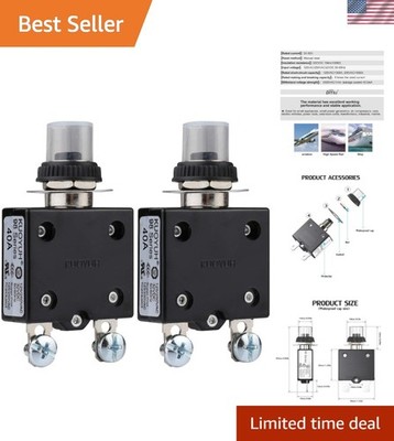 Waterproof 40A Circuit Breaker with Push-Button Reset - Ideal for Automotive Use
