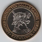 EXCALIBUR NEVADA LAS VEGAS  .999 FINE SILVER LIMITED TEN DOLLAR GAMING TOKEN