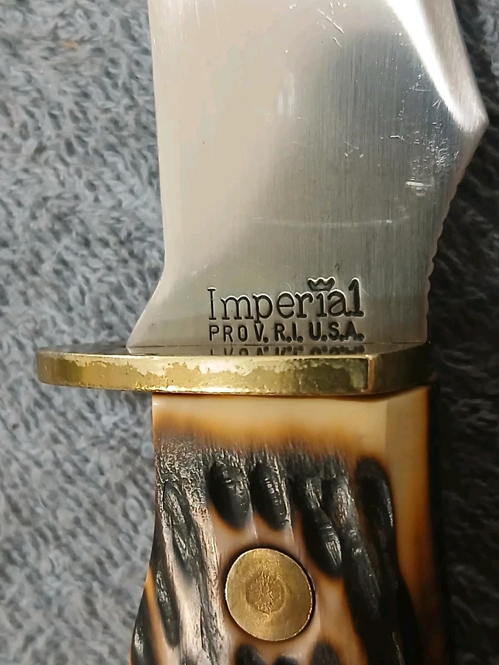 RARO Vintage "KIT CARSON" Imperial PROV. R.I. U.S.A. Cuchillo de hoja fija con funda Foto 2 de 4