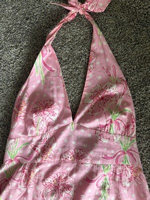 Vintage Lilly Pulitzer Dress White Label size 10 Halter Dress Cotton