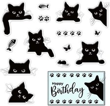 Cat Clear Stamps for Card Making Halloween Decoration Scrapbooking, Black Cats