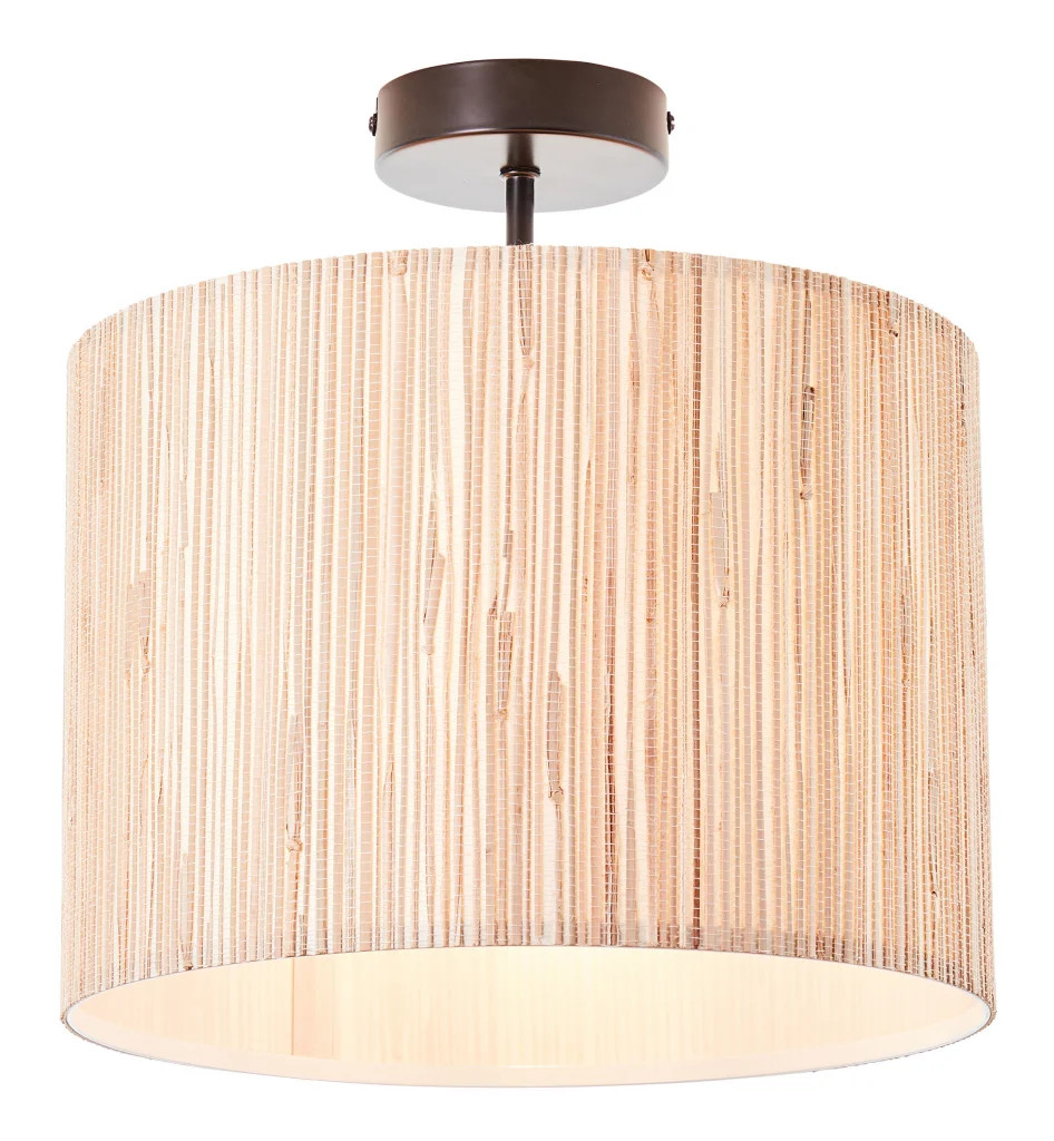 Ceiling Light Black Longshore Natural Seagrass Semi Flush Endon 101695