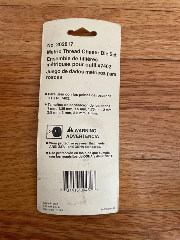 Otc 202817 Metric Thread Chaser Dies,3 Pc - Image 2 of 2