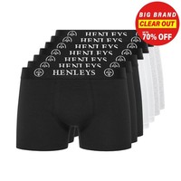 Henleys Century Herren Designer Boxershorts Baumwolle 7Er Pack Schwarz