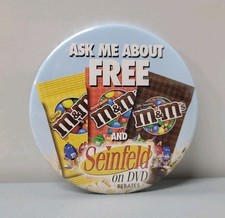 M & M's "Ask Me About Free M&M'S" Seinfeld Colab Pinback Button Promo 