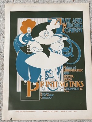 RARE Ault Wiborg Litho Printing INK Poster Sign Original Art Funky Art