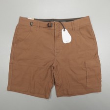 Prana Zion Shorts II Men's 8" Inseam Cargo Sepia Brown Belted