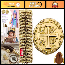 35 Gold Metal Pirate Coins Set - Spanish Doubloons for Party Decor, Favors Cos