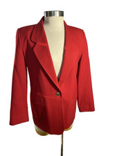 Talbots Blazer Women Petite 4P Red 1 button Wool Lined Classic Career USA Made