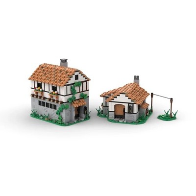 Medieval Tavern Cottage Building Blocks Viking House Modular MOC Display