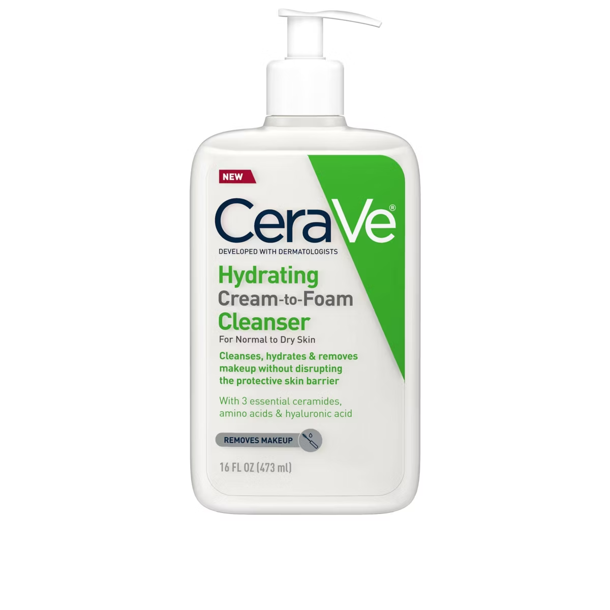 CeraVe Hydrating Cream-to-Foam Face Wash with Hyaluronic Acid- 16 fl oz