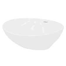 Lavabo da appoggio in ceramica bianco tondo lavandino lavello bagno 410x330 mm