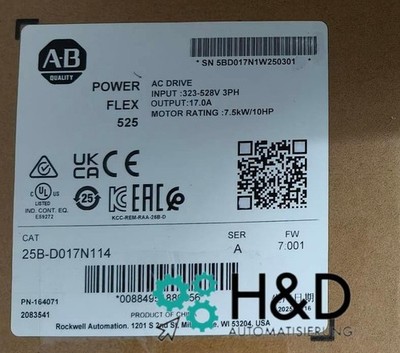 25B-D017N114  Allen-Bradley  PowerFlex 525 7.5kW (10Hp) AC Drive  