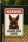 warning Guard Dog loose Sign German shepherd Beware of Dog Metal Yard security