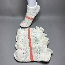 Bombas Women's Ankle Socks 4 Pair Pack White Coral Fair Isle Size S M L New