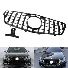 SCHWARZ GLÄNZEND Frontgrill Kühlergitter für Mercedes-Benz E-Klasse W212 4-Türer