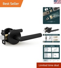Heavy Duty Matte Black Door Lever Set - Fits Standard Doors, Easy Install