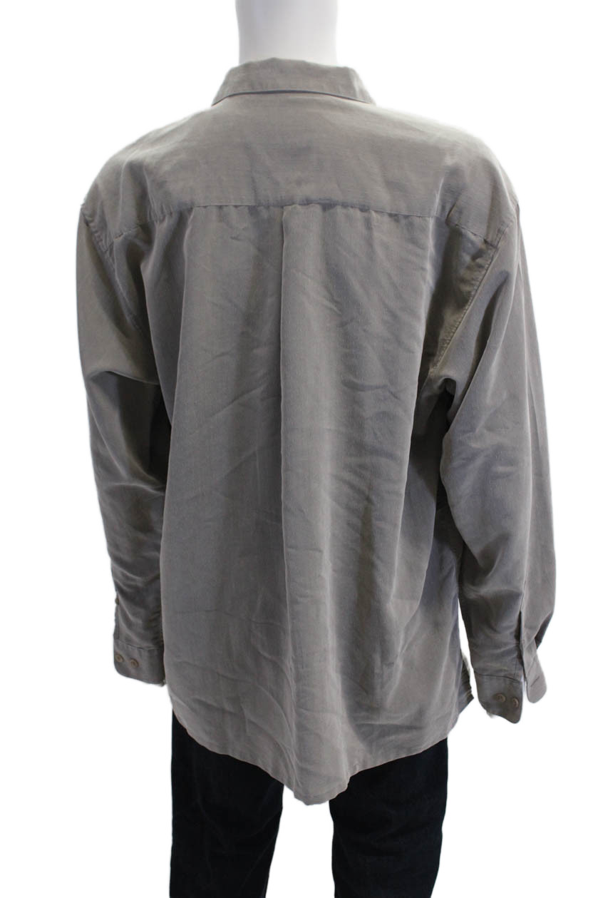 Bugatchi Mens Solid Collared Long Sleeve Button U… - image 3