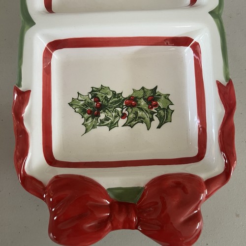 Christopher Radko Holiday Celebrations 17” Sectioned Tray Holly Berries READ - Picture 4 of 18