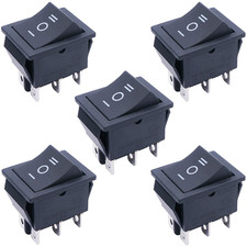 / 5Pcs Black On/Off/On DPDT 6 Pin 3 Position Boat Rocker Switch Car Auto