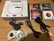 SEGA Saturn Console White Color & Controller with games Japan 0104