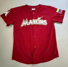Miami Marlins Match-Up Martin Prado #14 Promo Jersey L Red Columbia Button.