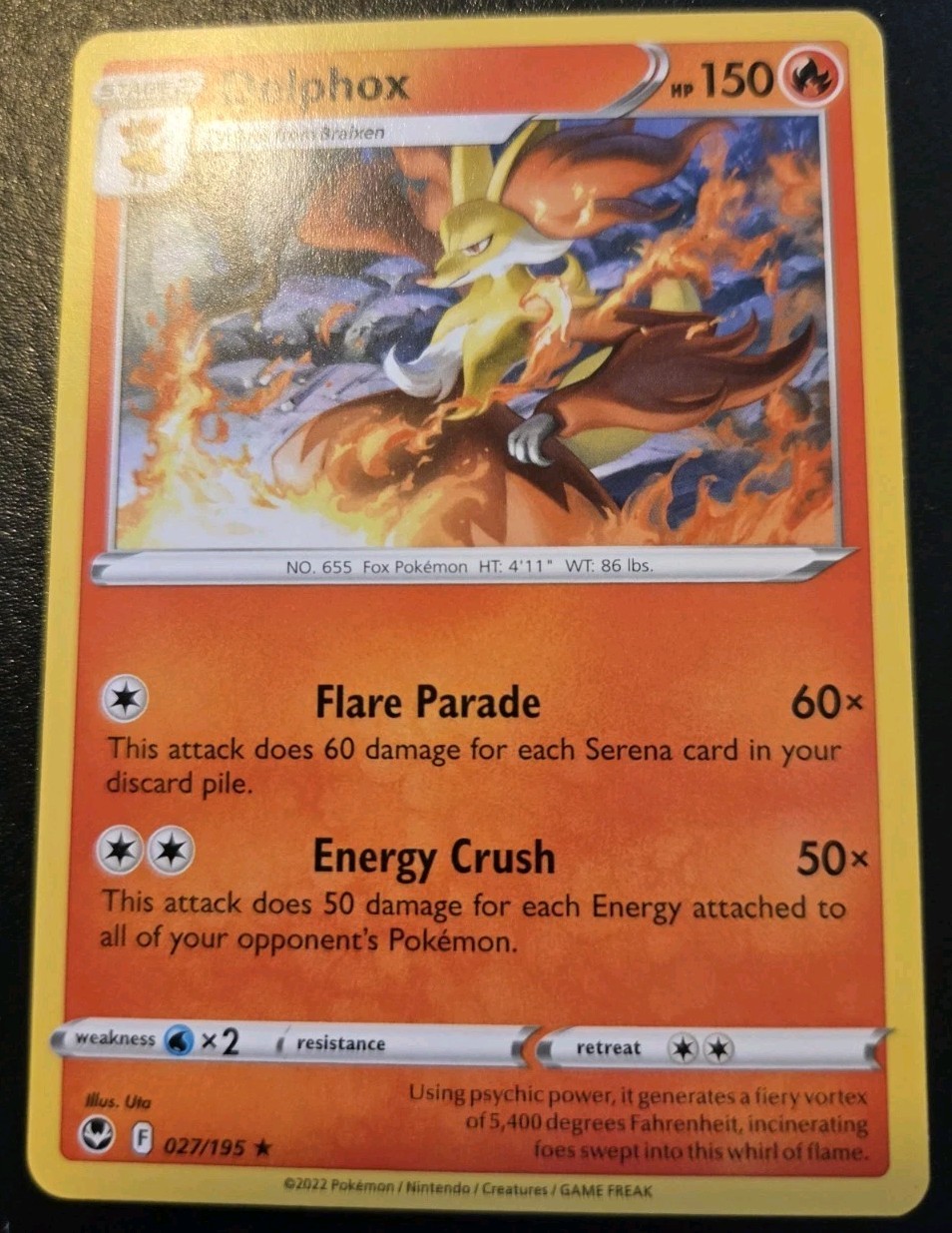 Delphox 027/195 Rare Sword & Shield: Silver Tempest Pokemon TCG