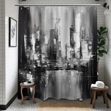 Black White Grey Abstract Art Modern Shower Curtain Mens Decor 60x72 Inch